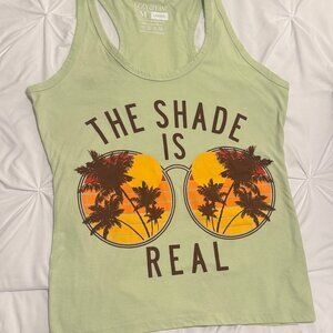 IZZY & LIV "THE SHADE IS REAL" Tropical Sunglasses Tank — Light Green — M